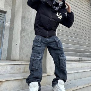 Concert Outfit Retro Letter Print Down Jacket