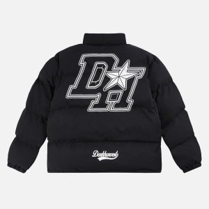 Concert Outfit Retro Letter Print Down Jacket