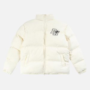 Concert Outfit Retro Letter Print Down Jacket