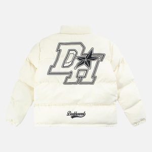 Concert Outfit Retro Letter Print Down Jacket