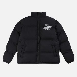 Concert Outfit Retro Letter Print Down Jacket