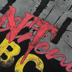 Concert Outfit Retro Letter Print Short Sleeve Shirt