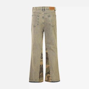 Concert Outfit Retro Patchwork Camouflage Flared Jeans