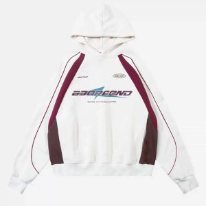 Concert Outfit Retro Patchwork Hip-Hop Hoodie