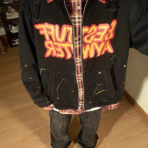 Concert Outfit Retro Patchwork Letter Denim Jacket