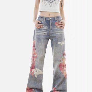 Concert Outfit Retro Patchwork Street Jeans