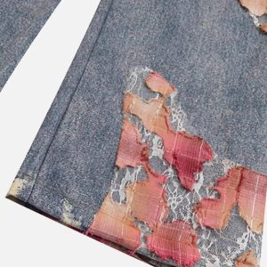 Concert Outfit Retro Patchwork Street Jeans