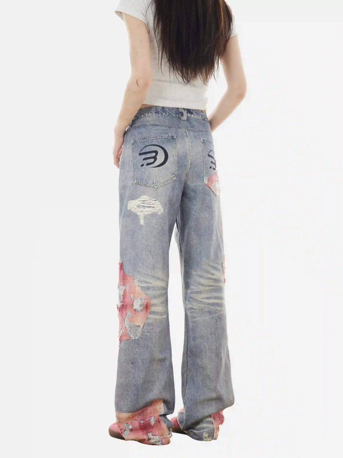 Concert Outfit Retro Patchwork Street Jeans Concert Outfit Retro Patchwork Street Jeans