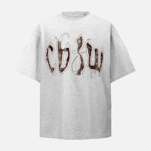 Concert Outfit Retro Plaid Letter Embroidered T-Shirt