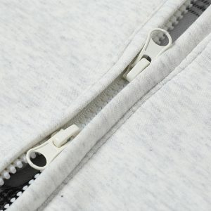 Concert Outfit Retro Plaid Lining Zip Up Hooded Sweatshirt