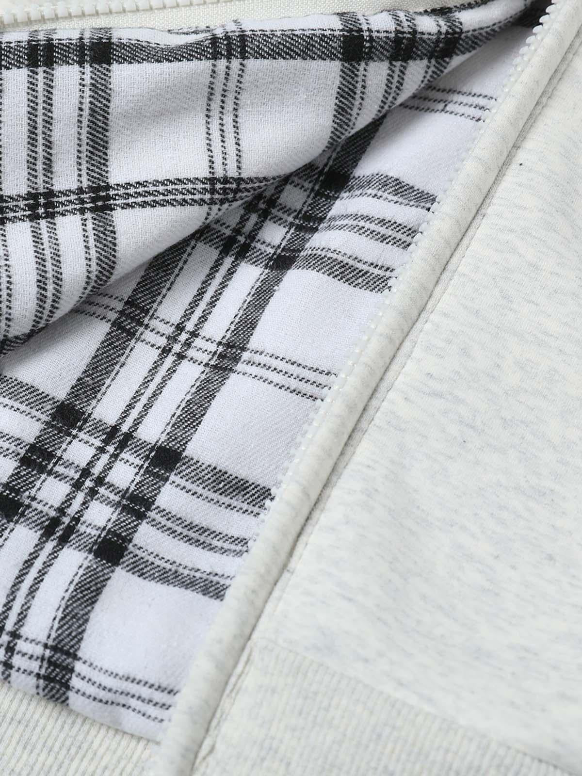 Concert Outfit Retro Plaid Lining Zip Up Hooded Sweatshirt Concert Outfit Retro Plaid Lining Zip Up Hooded Sweatshirt