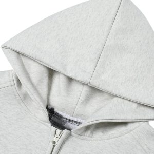 Concert Outfit Retro Plaid Lining Zip Up Hooded Sweatshirt