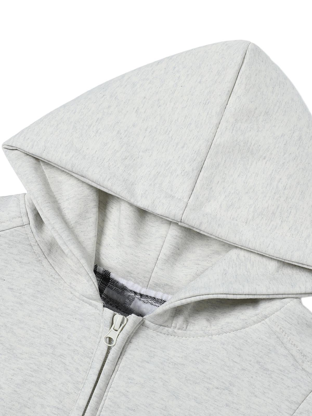 Concert Outfit Retro Plaid Lining Zip Up Hooded Sweatshirt Concert Outfit Retro Plaid Lining Zip Up Hooded Sweatshirt