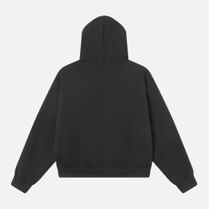 Concert Outfit Retro Plaid Lining Zip Up Hooded Sweatshirt