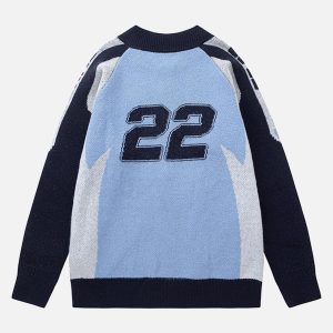 Concert Outfit Retro Racing Bomber Sweater Jacket