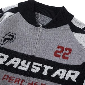 Concert Outfit Retro Racing Bomber Sweater Jacket