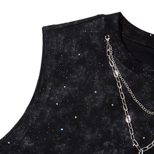 Concert Outfit Retro Rhinestone Cross Chain Vest