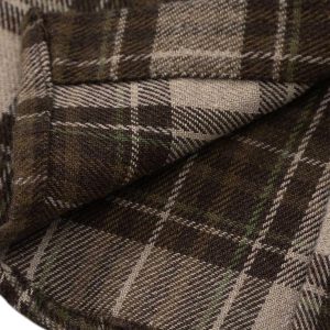 Concert Outfit Retro Ripped Patchwork Long Sleeve Plaid Shirt