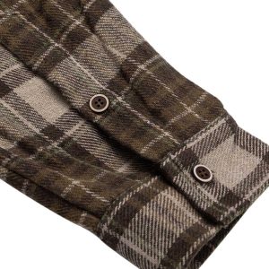 Concert Outfit Retro Ripped Patchwork Long Sleeve Plaid Shirt