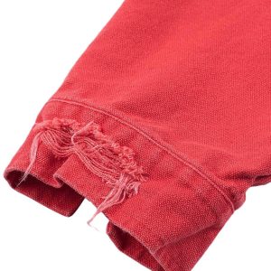 Concert Outfit Retro Ripped Washed Contrast Color Work Jacket