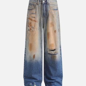 Concert Outfit Retro Ripped Washed Patina Street Hip-Hop Jeans