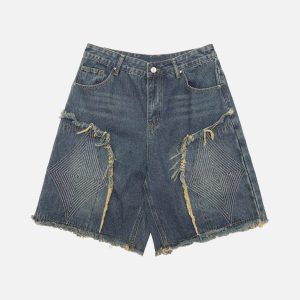 Concert Outfit Retro Stitching Diamonds Embroidery Shorts