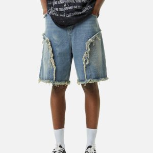 Concert Outfit Retro Stitching Diamonds Embroidery Shorts