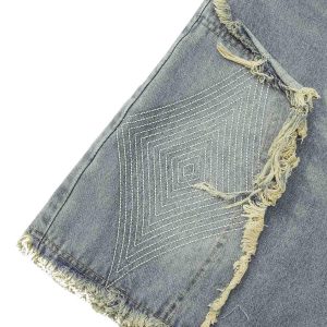 Concert Outfit Retro Stitching Diamonds Embroidery Shorts