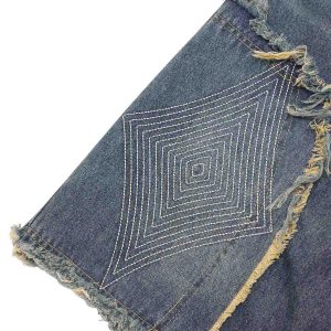 Concert Outfit Retro Stitching Diamonds Embroidery Shorts