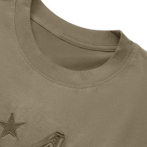 Concert Outfit Retro Street Gradient Star Embroidery Rap T-Shirt
