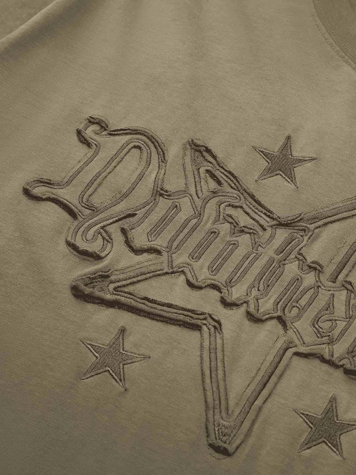 Concert Outfit Retro Street Gradient Star Embroidery Rap T-Shirt Concert Outfit Retro Street Gradient Star Embroidery Rap T-Shirt