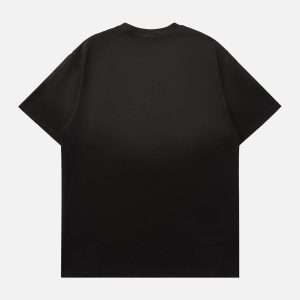 Concert Outfit Retro Street Gradient Star Embroidery Rap T-Shirt