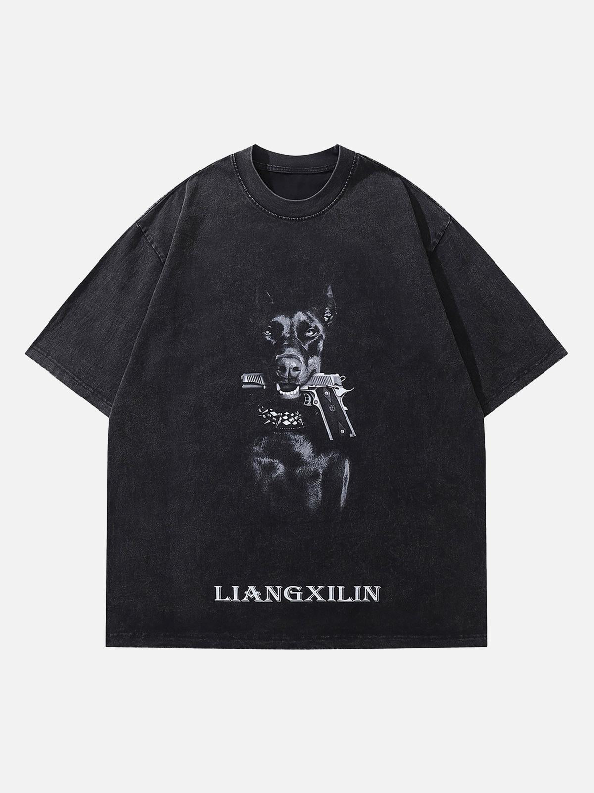 Concert Outfit Retro Washed Distressed Doberman Pinscher T-Shirt Concert Outfit Retro Washed Distressed Doberman Pinscher T-Shirt