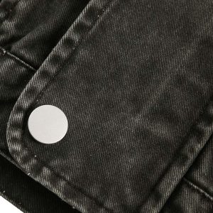Concert Outfit Retro Washed Distressed Multi-Pocket Work Jacket