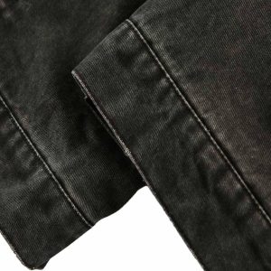 Concert Outfit Retro Washed Distressed Multi-Pocket Work Jacket