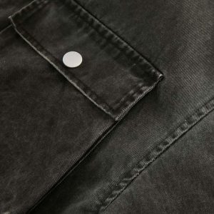 Concert Outfit Retro Washed Distressed Multi-Pocket Work Jacket