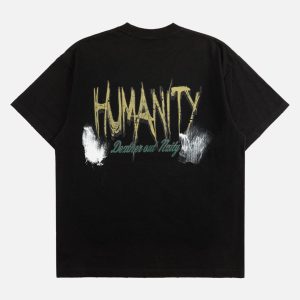 Concert Outfit Retro Washed Graffiti Skull T-Shirt