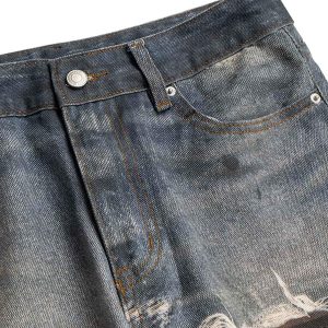 Concert Outfit Retro Washed Ripped Flare Jeans