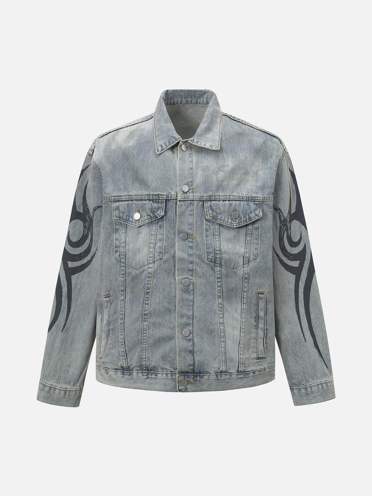 Concert Outfit Retro Washed Totem Denim Jacket Concert Outfit Retro Washed Totem Denim Jacket