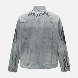 Concert Outfit Retro Washed Totem Denim Jacket