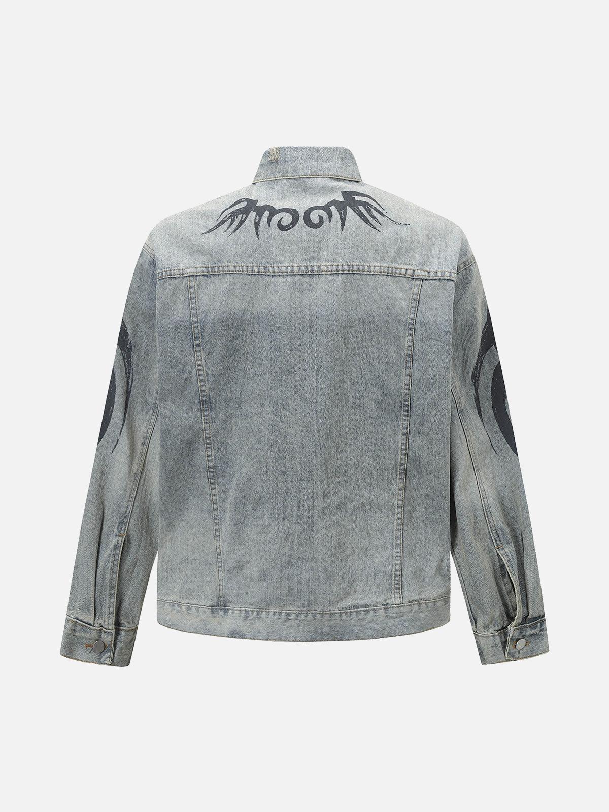 Concert Outfit Retro Washed Totem Denim Jacket Concert Outfit Retro Washed Totem Denim Jacket