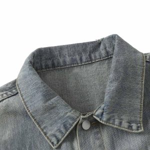 Concert Outfit Retro Washed Totem Denim Jacket