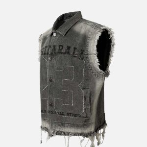 Concert Outfit Retro Wasteland Rivet Denim Vest