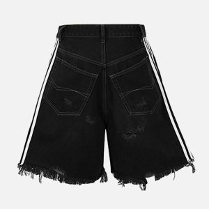 Concert Outfit Retro Whisker Raw Edge Denim Shorts