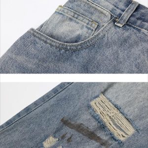 Concert Outfit Reverse Pocket Ripped Jeans