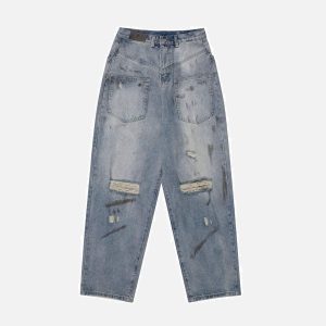 Concert Outfit Reverse Pocket Ripped Jeans