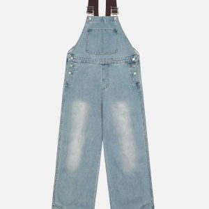 Concert Outfit Reverse Stitching Overalls Wide-Leg Denim Jeans
