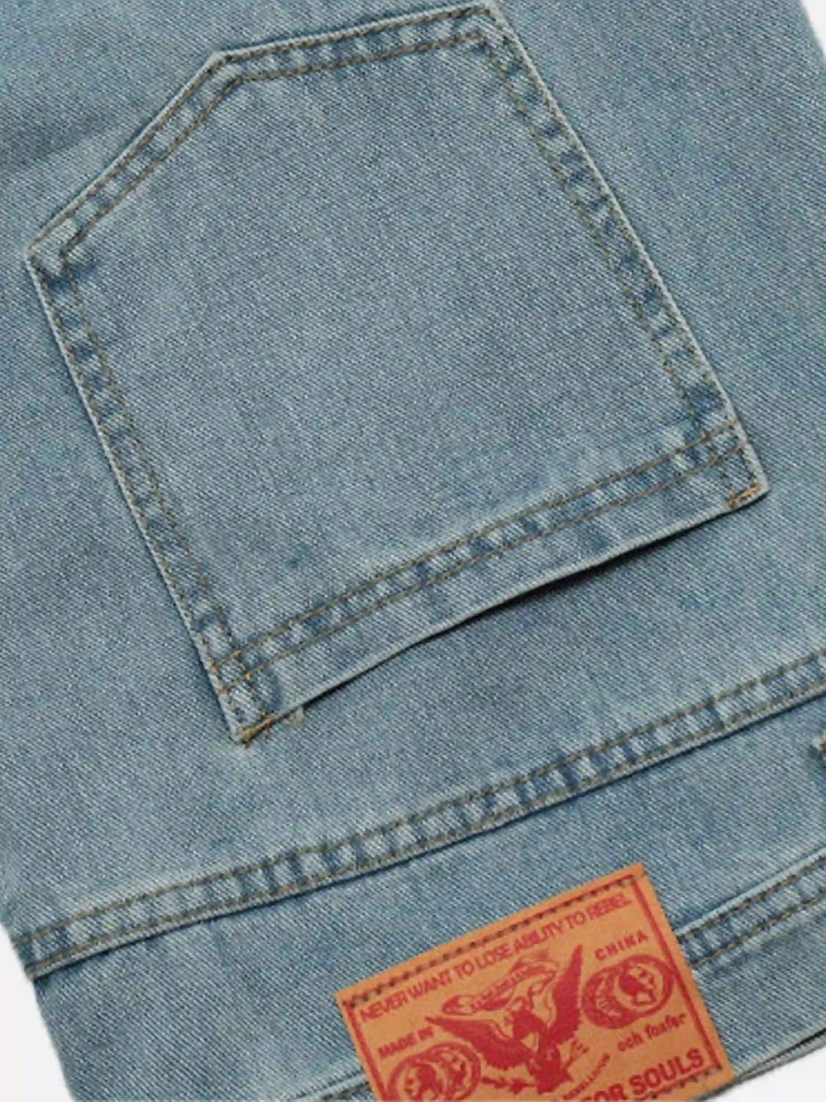 Concert Outfit Reverse Stitching Overalls Wide-Leg Denim Jeans Concert Outfit Reverse Stitching Overalls Wide-Leg Denim Jeans