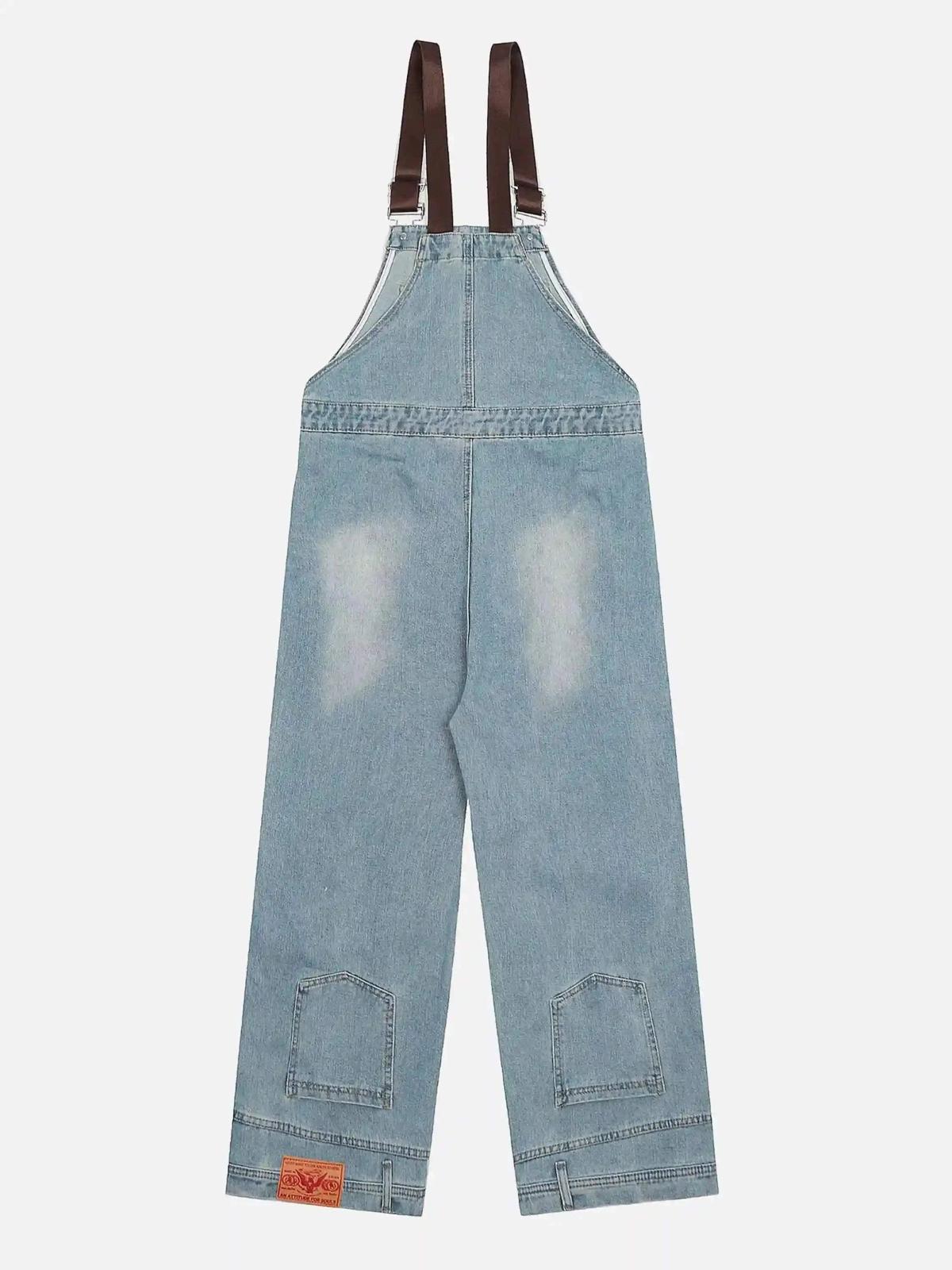 Concert Outfit Reverse Stitching Overalls Wide-Leg Denim Jeans Concert Outfit Reverse Stitching Overalls Wide-Leg Denim Jeans