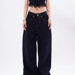 Concert Outfit Reverse Washed Loose Jeans